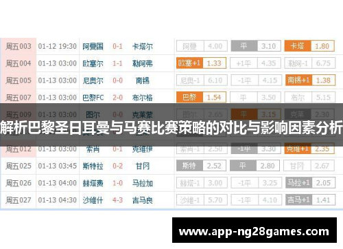 解析巴黎圣日耳曼与马赛比赛策略的对比与影响因素分析